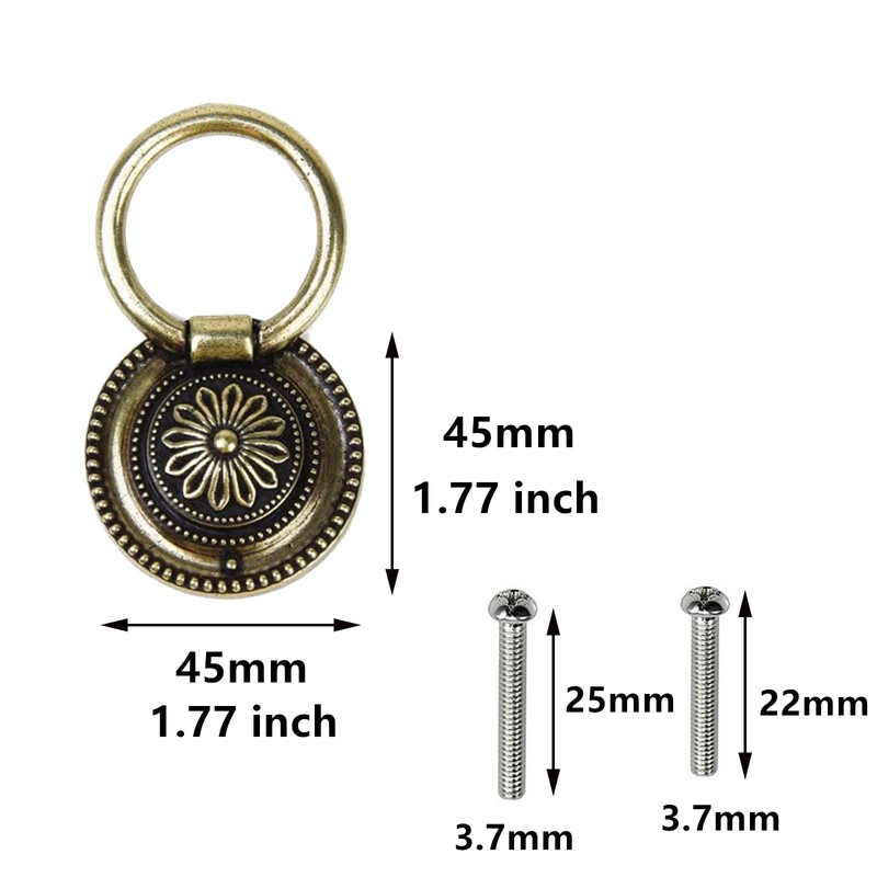 Gad2go 6 Pack Drawer Ring Pull Handles 1.77 Inch Vintage