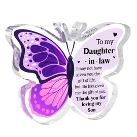 Daughter in Law Gifts, Christmas Gifts for Daughter in Law, Daughter in Law Birthday Gifts - Acrylic Butterfly Plaque Anniversary Wedding Xmas Gifts for Daughter in Law, Daughter in Law Presents