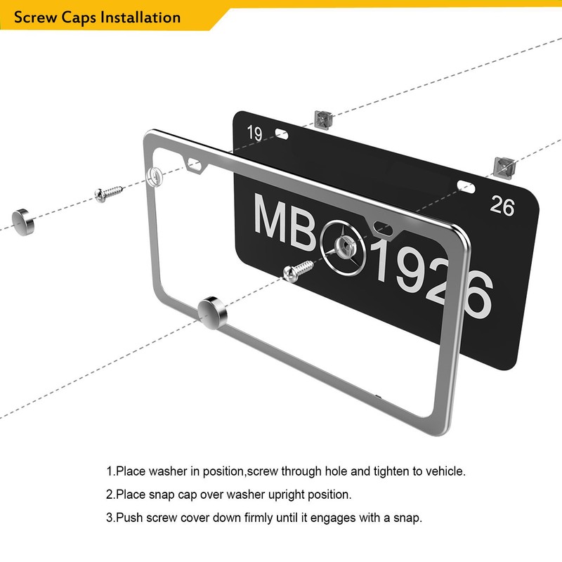 LFPartS Premium Slim Style Stainless Steel License Plate Frame (2-Hole,