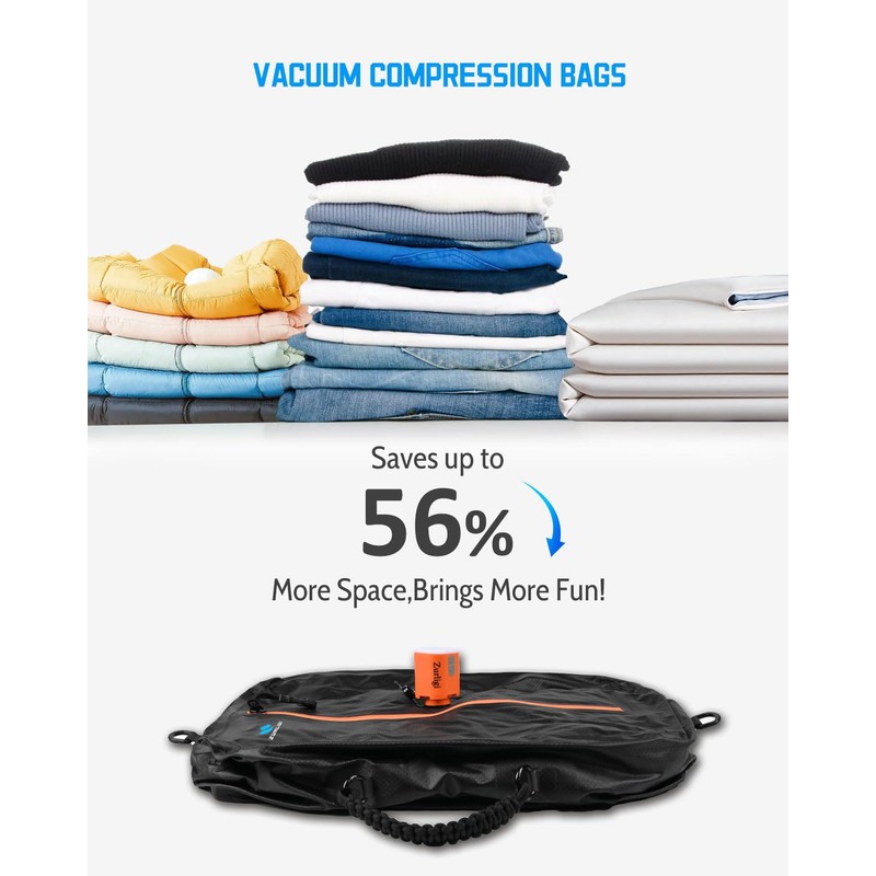 Zurligi Vacuum Compression Bags with Pump for Travel - Waterproof,