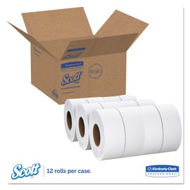 Scott Essential Jumbo Roll (JR) Commercial Toilet Paper (07223), 1-PLY, White, 12 Rolls / Case, 2,000' / Roll