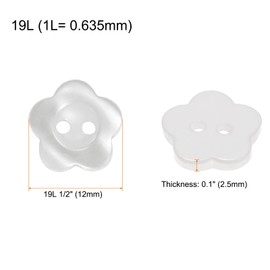 HARFINGTON 150pcs 19L Flower Sewing Buttons 1/2"(12mm) Resin Star 2-Hole Craft Replacement Buttons for Sewing Clothing and DIY, White