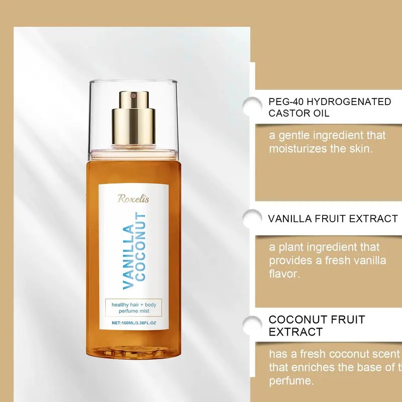 Vanilla Coconut Body Perfume Spray – Refreshing & Romantic Fragrance,