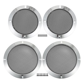 VekAuto Universal 4" 6.5" Lautsprechergrills Abdeckung Gitter Runde Audio Subwoofer Schutz mit Montageschrauben, silberfarben - Packung mit 4 Stück