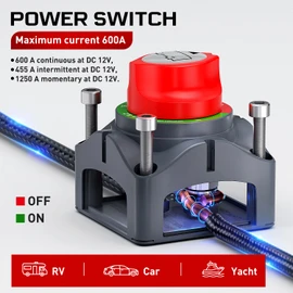 Nilight 600A High Current Battery Switch 12V 24V 48V ON Off Heavy Duty Battery Power Cut Master Switch Disconnect Isolator for Truck Vehicle Trailer RV Marine Boat Yacht