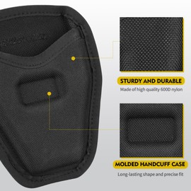 Handcuff Case, Open Top Handcuff Pouch for Duty Belt, Nylon Cuff Holder Holster for Police Law Enforcement Accessories for Standard Chain or Hinge Handcuffs