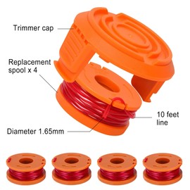 4 Pieces Grass Trimmer Spool, Replacement Trimmer Thread Spool, with 1 Cap, with Trimmer Spool Model WA0010 WA0004 WA0004 Compatible for Grass Trimmer (3 m Length, 1.65 mm Thread Spool)