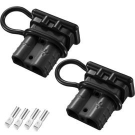 Sevenjungle 2 Pcs Anderson Connector Quick Connector, 50A Black Wire Connectors, 6 to 12 Battery Quick Connect, 600V Powerpole for Car Bike ATV Winches Lifts Motors.