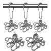 Octopus Shower Curtain Hooks Rings - Silver Metal Shower Hooks