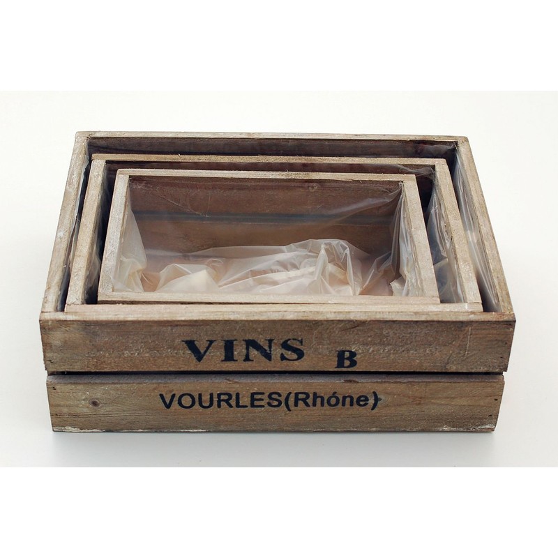 Decorative Wooden Wine Boxes, Set of 3