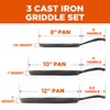 Commercial Chef Round Cast Iron Griddle Pan 3-Piece Set –