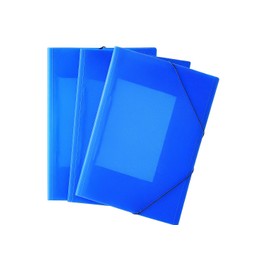 Souvik Portfolio Folder A4 Blue Translucent Postal Folder A4 School Folder Pack of 3 with Elastic Band and Inner Flaps, File Folder A4 PP Material Robust and Durable, Document Folder