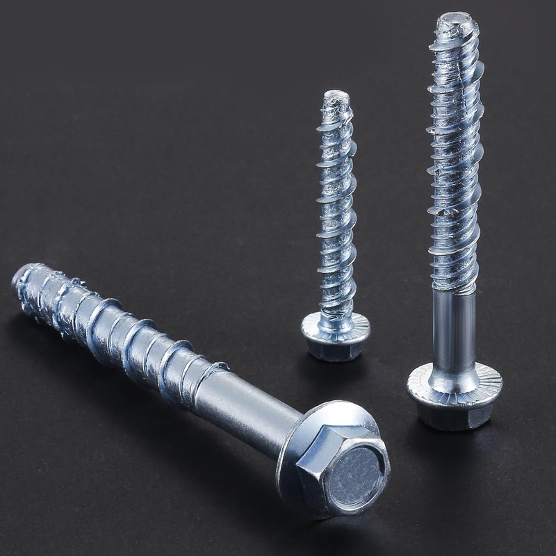 Wensilon 3/8" x 3" Zinc Plated Large Diameter Concrete Screw