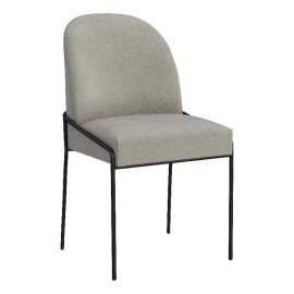 HomePop 20" Modern Velvet Fabric & Metal Dining Chair in Fawn Gray/Black