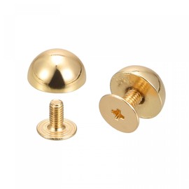 sourcing map 10x6mm Screw Back Rivets Solid Round Head Leather Studs Spike Gold Tone 10 Sets