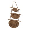 Hanging Fruit Basket 3 Tier Wall Mounted Handcraft Hemp Rope