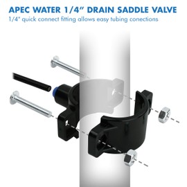 APEC Water Systems Drain Saddle Valve with 1/4" Quick Connect for Under-Sink Reverse Osmosis System (Saddle-Drain)