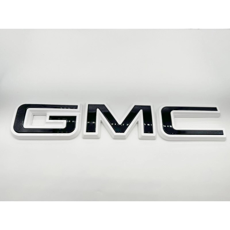 Auto Fit Rear Tailgate GMC Black White OVERLAY Emblem Badge