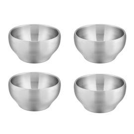 E-far Bowls for Kids Toddlers, 12 Ounce Double-deck 18/10 Stainless Steel Bowls for Baby Children, Healthy & Matte Finish, Insulated & Shatterproof - Set of 4