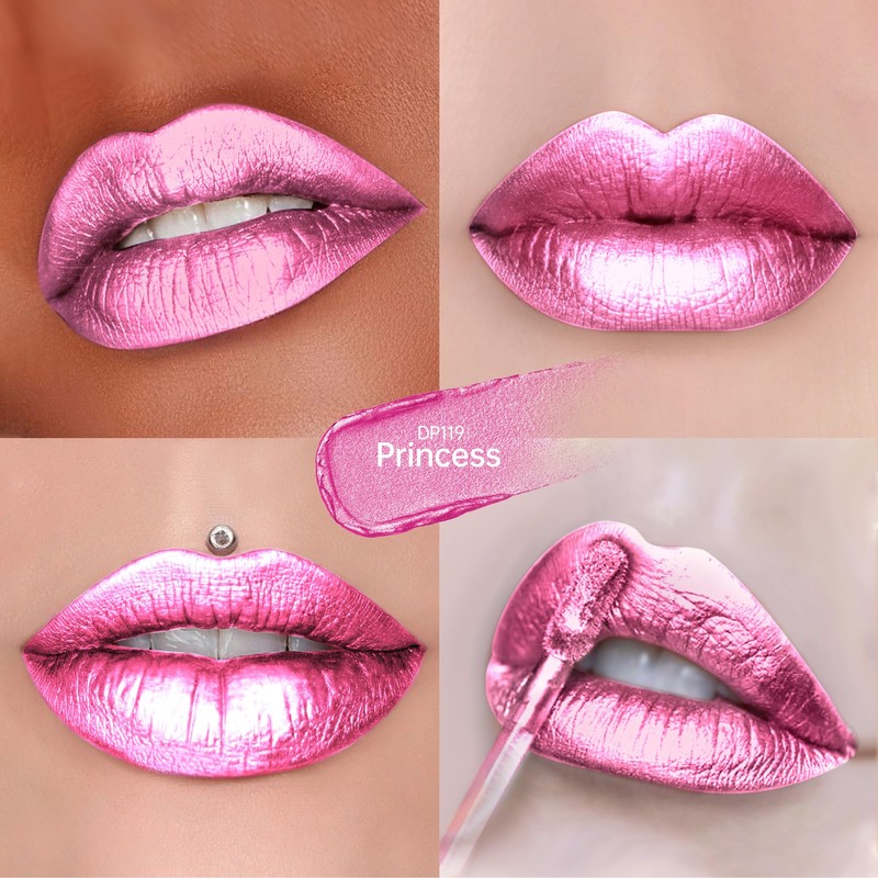 Depuplum Pink Lipsticks for Women Metallic Lipstick Long Lasting Non