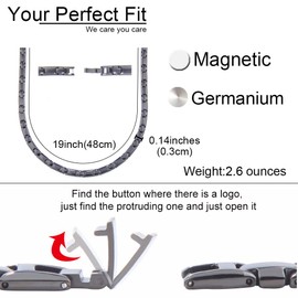 38 Magnetic Therapy Black Titanium Necklace For Men Unisex (20（in）)