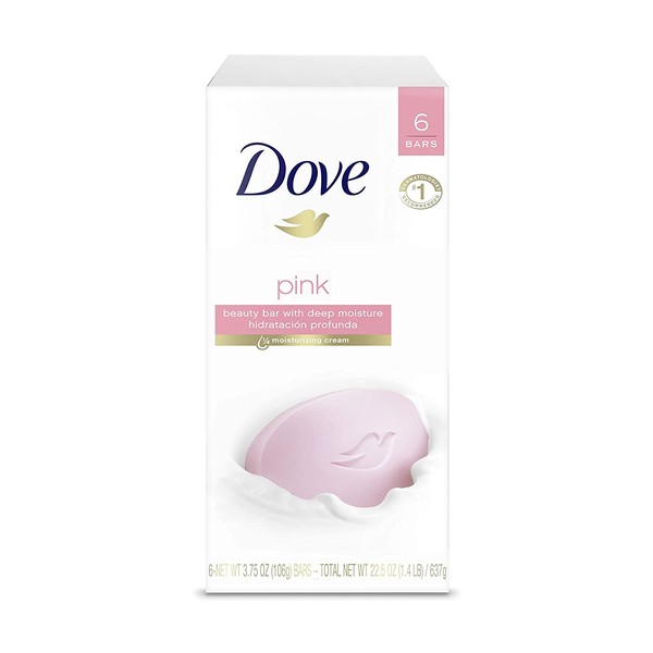 Dove Beauty Bar Gentle Cleanser For Softer and Smoother Skin Pink More Moisturizing Than Ordinary Bar Soap 3.75 oz 6 Bars