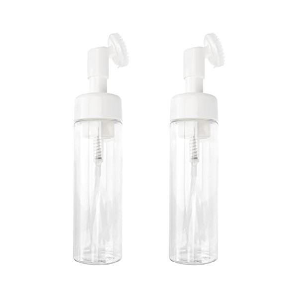 HEALLILY 3pcs Soap Foaming Bottle with Brush Head Shampoo Pump Bottle Mousse Foam Facial Cleanser Dispenser Liquid Jar for Kitchen Bathroom Hotel
