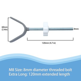 Baby Gate Banister Adapter Y-Spindle Rods - M8(8mm) for Pressure Mounted Baby and Pet Safety Stair Gates with Extra Long Wall Mounting Screws Rod & Bolts (Y-Grey-2 Pack)