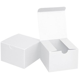 Fairlegend Small White Gift Boxes 4x4x3 White Kraft Paper Boxes for Gifts, Party Favors, Showers, Crafts, Candy Boxes, 100 Pack, Pure White, 4 x 4 x 3 inches