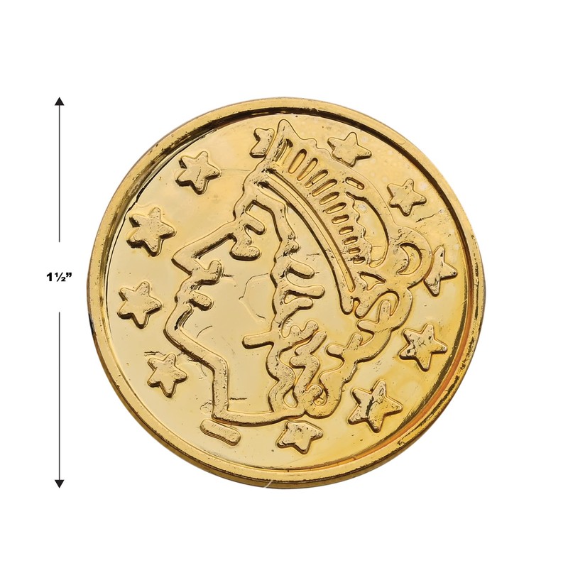 Beistle 100 Piece Gold Plastic Pirate Treasure Embossed Coins Western