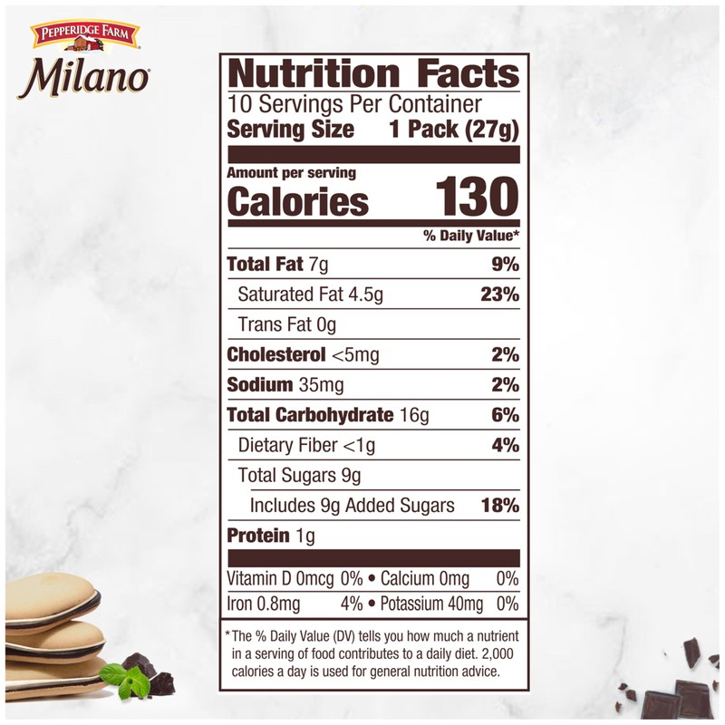 Pepperidge Farm Milano Cookies, Mint, 10 Packs, 2 Cookies per