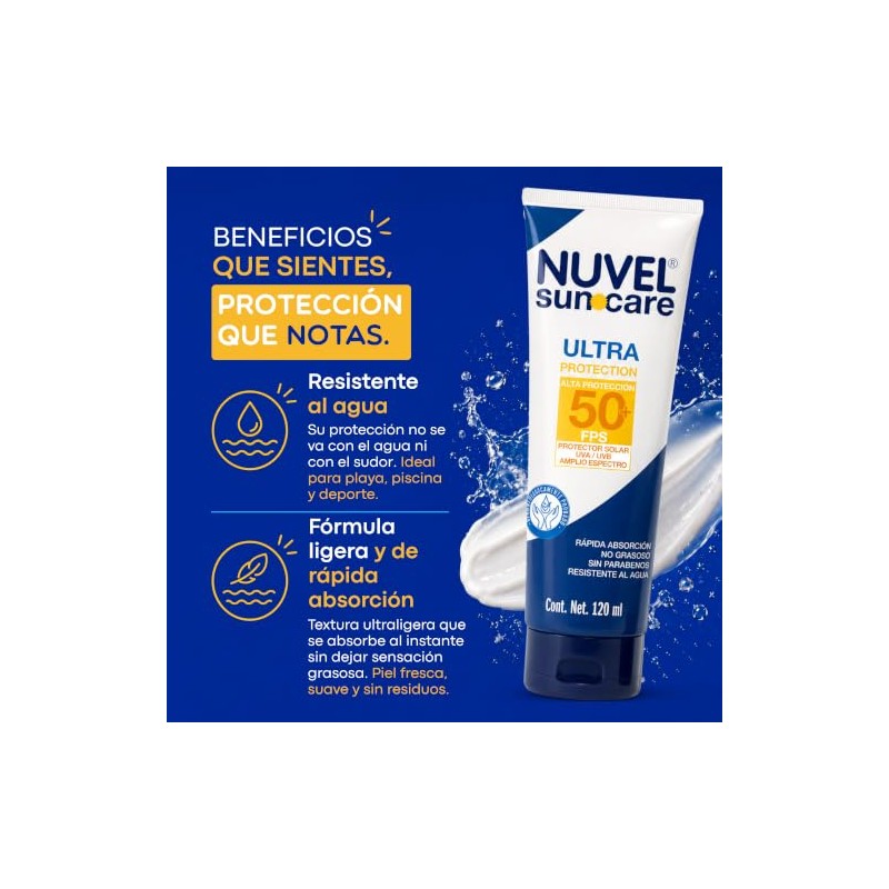 Nuvel Protector Solar Corporal y Facial FPS 50+ | Bloqueador