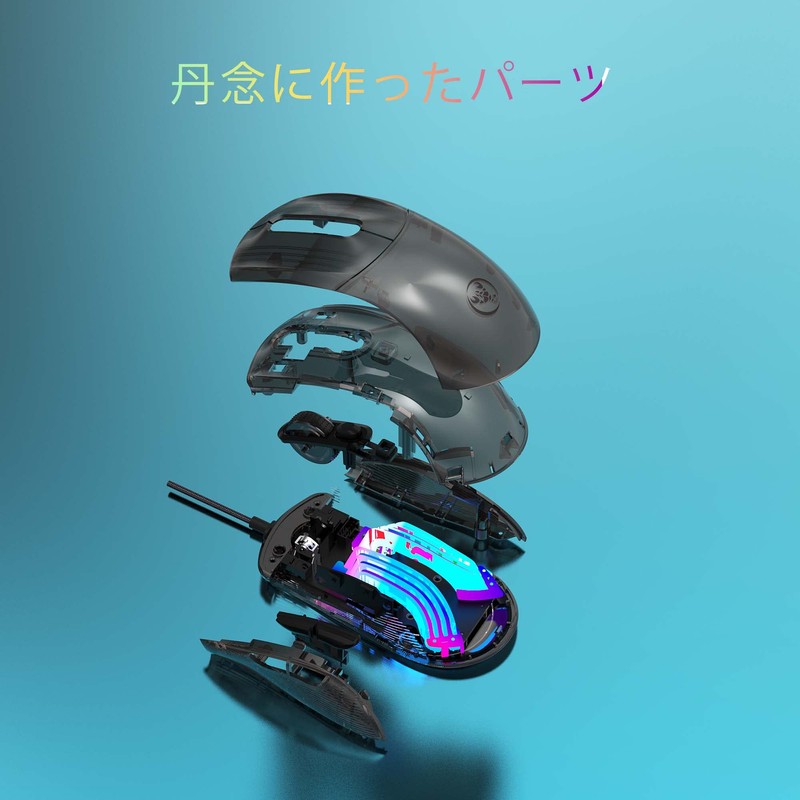 MAMBASNAKE X400 Gaming Mouse, Transparent Skeleton Mouse, Wired, Lightweight, Programmable,