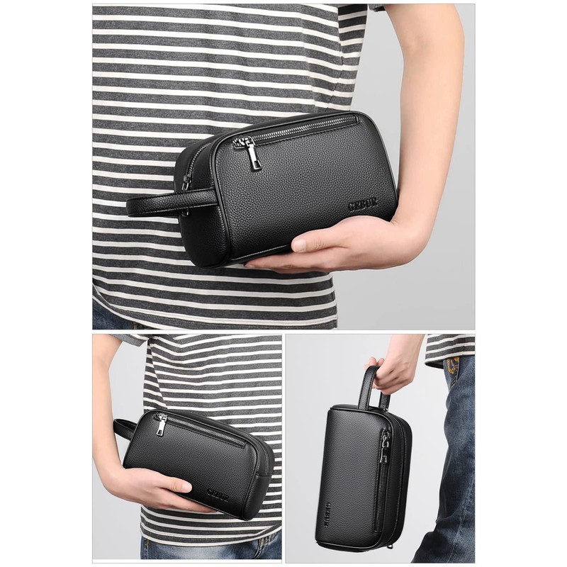 Cenvins Men's Clutch Bag, PU Leather, Box-shaped Handbag, Handbag, Cosmetic