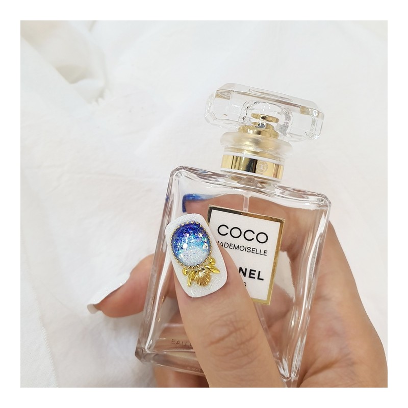Aqua Ball Glitter Handmade Nail Tips - Natural / 아쿠아볼