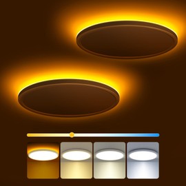 zemty 9 Inch LED Ceiling Light with Night Light 1800K, 2 Pack 3000K/4000K/6500K Selectable Ceiling Light Fixtures, Low Profile Ceiling Lighting for Bedroom Living Room Kitchen-White(No Remote)