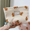 Gidary Cosmetic Bag Makeup Bag Preppy Cute Teddy Bear Corduroy