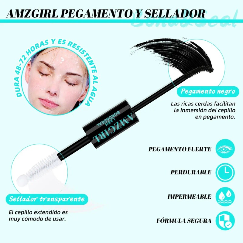 Kit De Extensiones De Pestañas Con Pegamento Amzgirl Lash