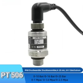 Stainless Steel Pressure Transducer 0-10 Bar Pressure Sensor 1 Mpa Pressure Transmitter Highly Accurate Water Pressure Sensor Bends 24 V DC 4-20 mA Output G1/4 Inch for Water Gas, Protection Class