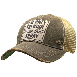 VINTAGE LIFE I'm Only Talking to My Dog Today Distressed Trucker Cap, Black