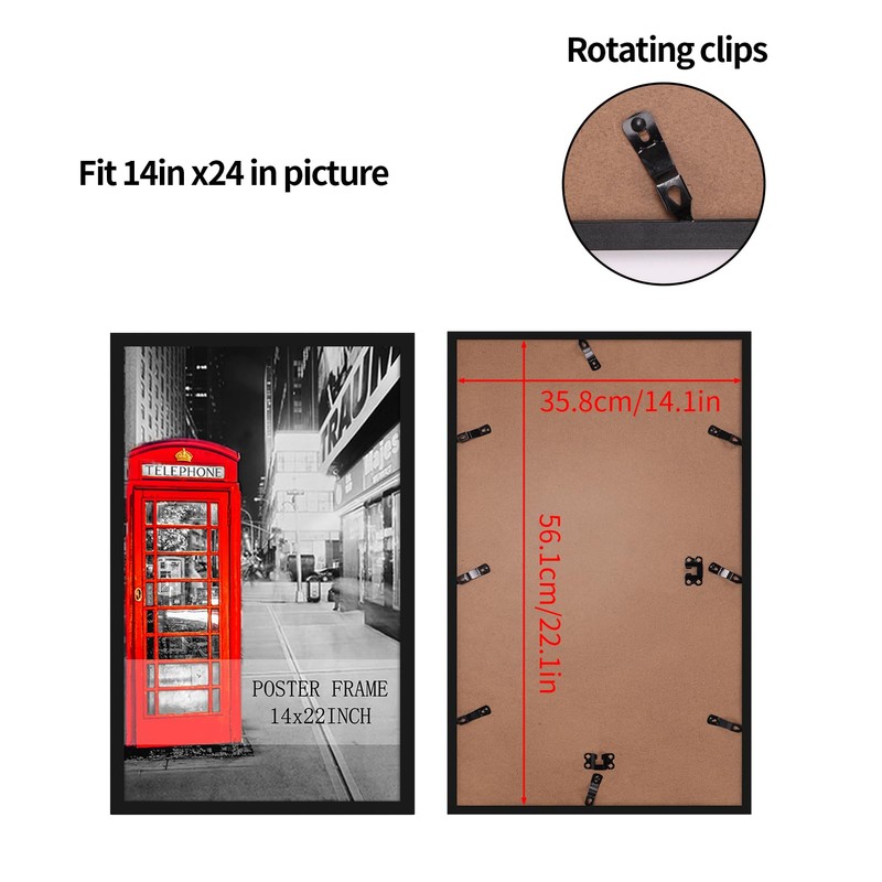 Lavezee 14x22 Poster Frame Black Display 14 x 22 Inch