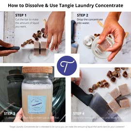 Tangie Laundry Concentrate Bar – Fragrance Free, Dye Free, Safe for Baby Clothes – Plastic Free, Zero Waste Laundry Detergent Refill – Dissolves to Make 128+ Loads of Liquid Laundry