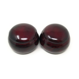 Asian Home Pair of 2 Wooden Go Game Pieces Holder Bowls