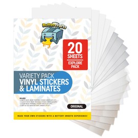 Explore (Non-Epson Printers) - Printable Vinyl Sticker Paper for Inkjet Printer (Blank Stickers) and Laminate Sheets: 5 Matte, 5 Glossy, 5 Clear Waterproof Printable Sticker Paper, 5 Anti-UV Laminate.
