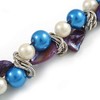 Avalaya Exquisite Faux Pearl & Shell Composite Silver Tone Link
