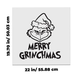 'Merry Grinchmas Grinch Face Decal'' - 22" x 19" - for Christmas Season Living Room, Dining Room, Window, Decoration Vinyl Wall Art