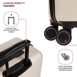 SwissGear Eclipse Hardside Expandable Luggage with Spinner Wheels, Medium Checked, Ultimate Grey