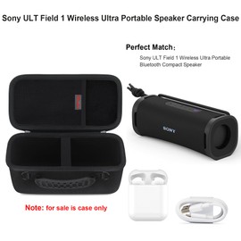 Elonbo Speaker Carrying Case ​for Sony ULT Field 1 Wireless Ultra Portable Bluetooth Compact Speaker, IP67 Waterproof Speaker Travel Protective Bag Storage Holder, Mesh Pocket Fits Cable, Black