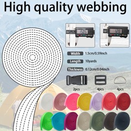 ZHFMILY 5/8 inch Neon Pink Nylon Webbing Strap with Buckles-10Yards 15mm-Flat Fabric Webbing Handle Canvas Straps for Bags-Hammock-Lawn Chair-Belting-Pet Collars, DIY Projects, Crafts, Sewing #261