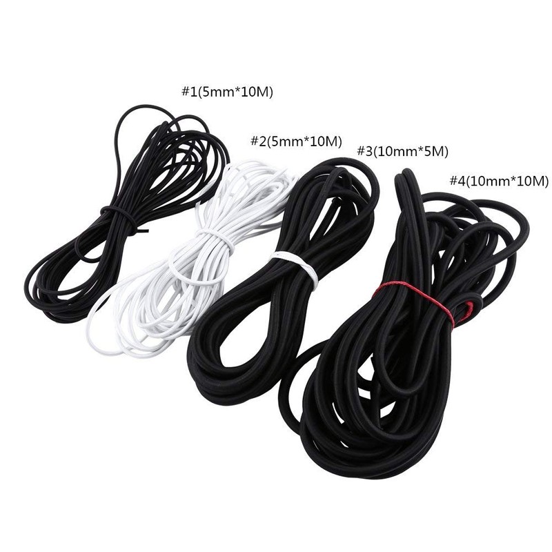 5mm 10mm Black Strong Elastic Bungee Rope Shock Cord Tie